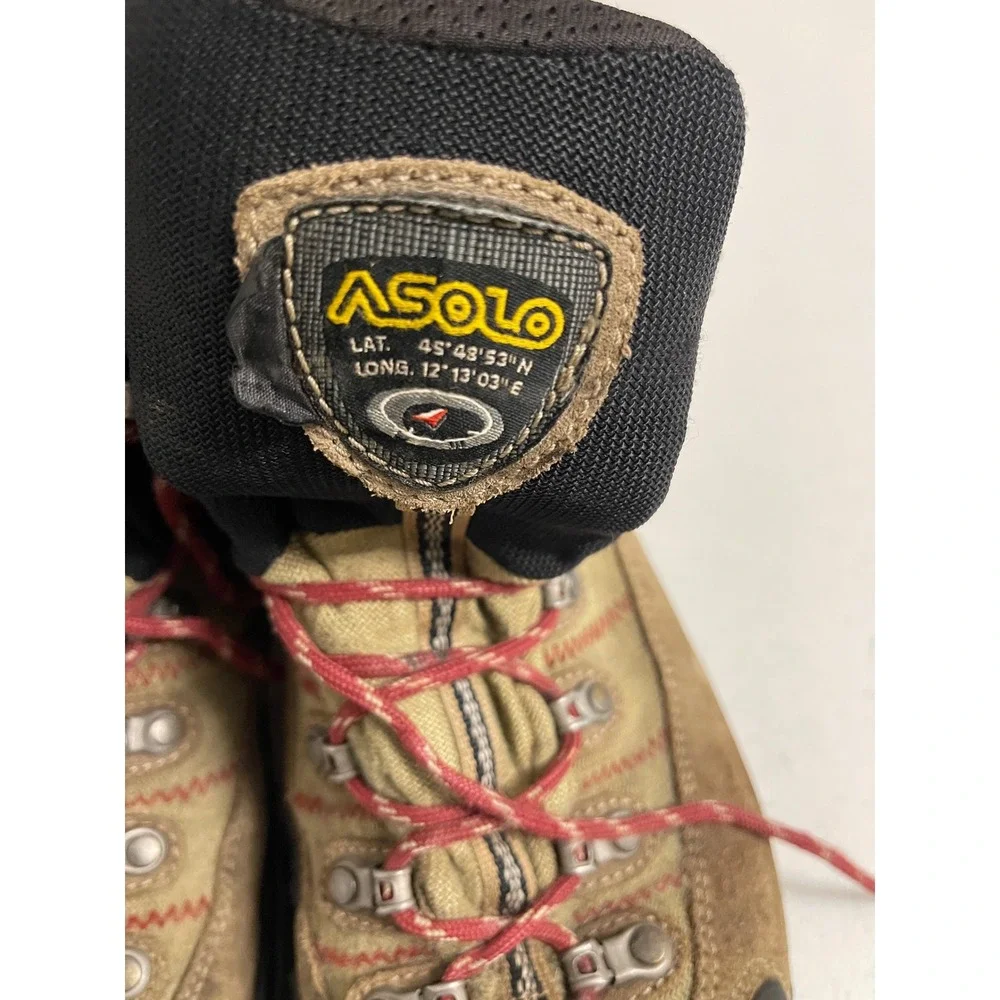 Asolo Mens Hiking Boots Gore-Tex Vibram Suede Backpacking Brown Red Size 10.5